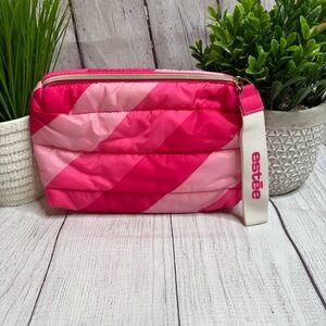 Estee Lauder Pink Puffer Quilted Recycled Cosmetic Makeup Bag